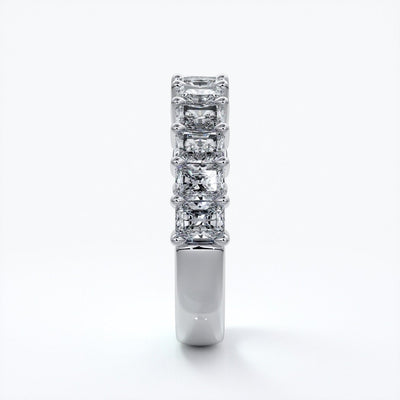 Gemma Wedding ring radiant diamonds scalloped band 18ct white gold