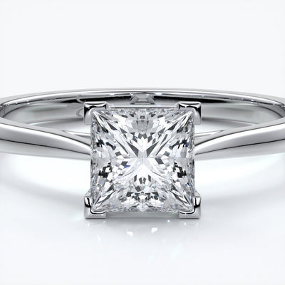Henrietta Engagement ring princess diamond 4 claw cathedral platinum