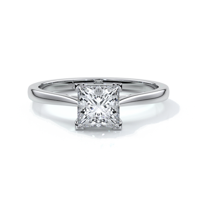 Henrietta Engagement ring princess diamond 4 claw cathedral platinum