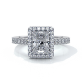 Iris Engagement Ring emerald diamond band halo