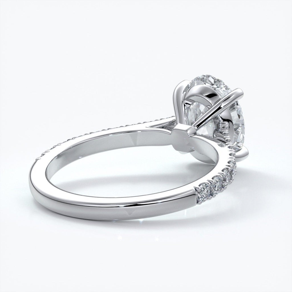 Isabella Engagement ring oval diamond 4 claw cathedral diamond band 18ct white gold