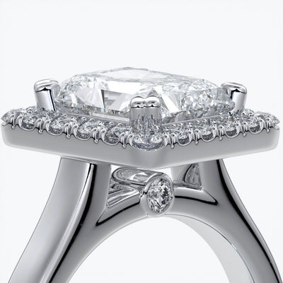 Ivy Engagement Ring radiant diamond band halo platinum