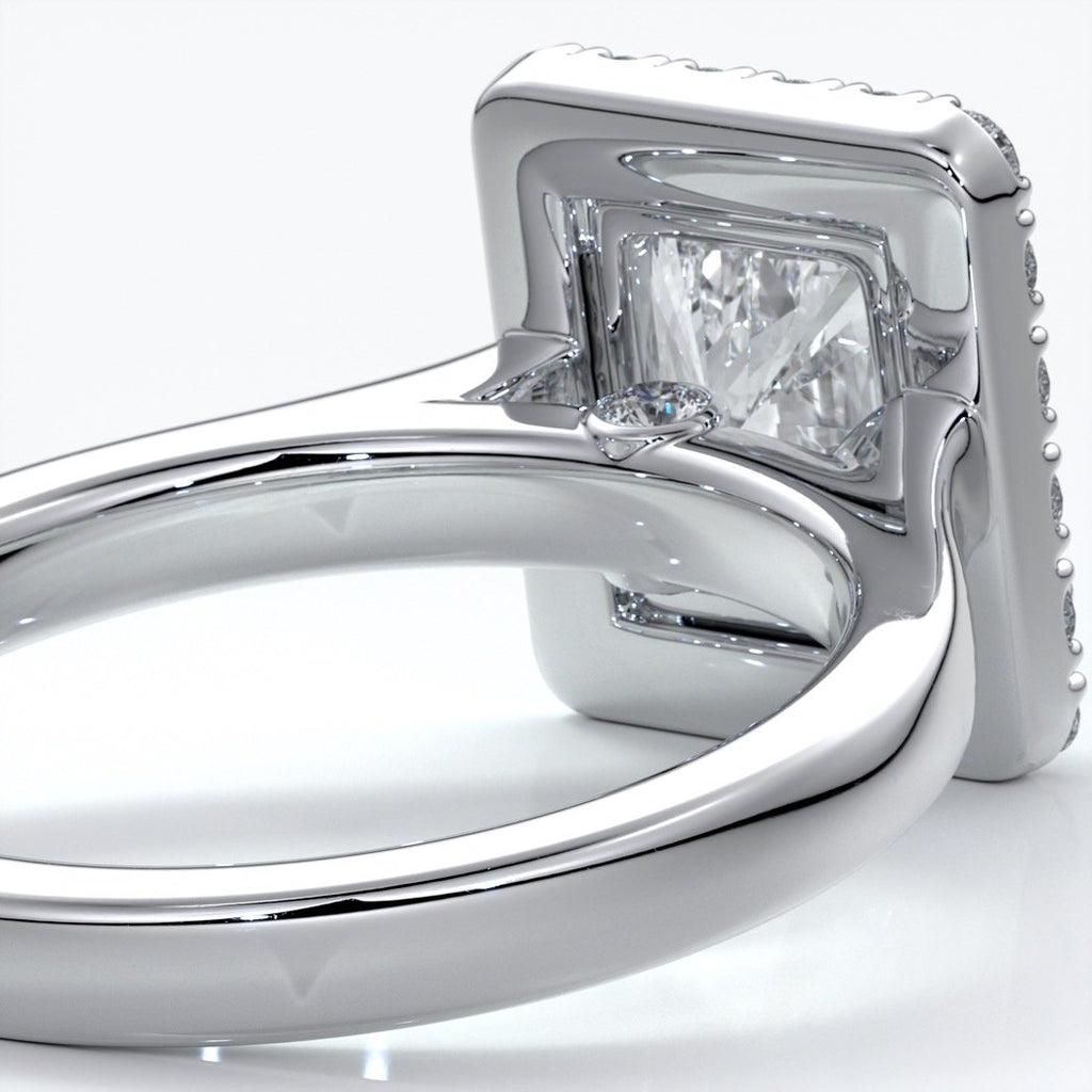 Ivy Engagement Ring radiant diamond band halo platinum