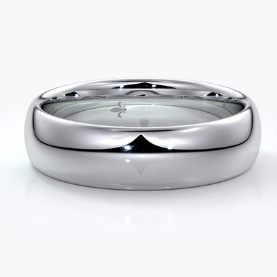 Jack Wedding ring 6mm comfort round mens band 18ct white gold