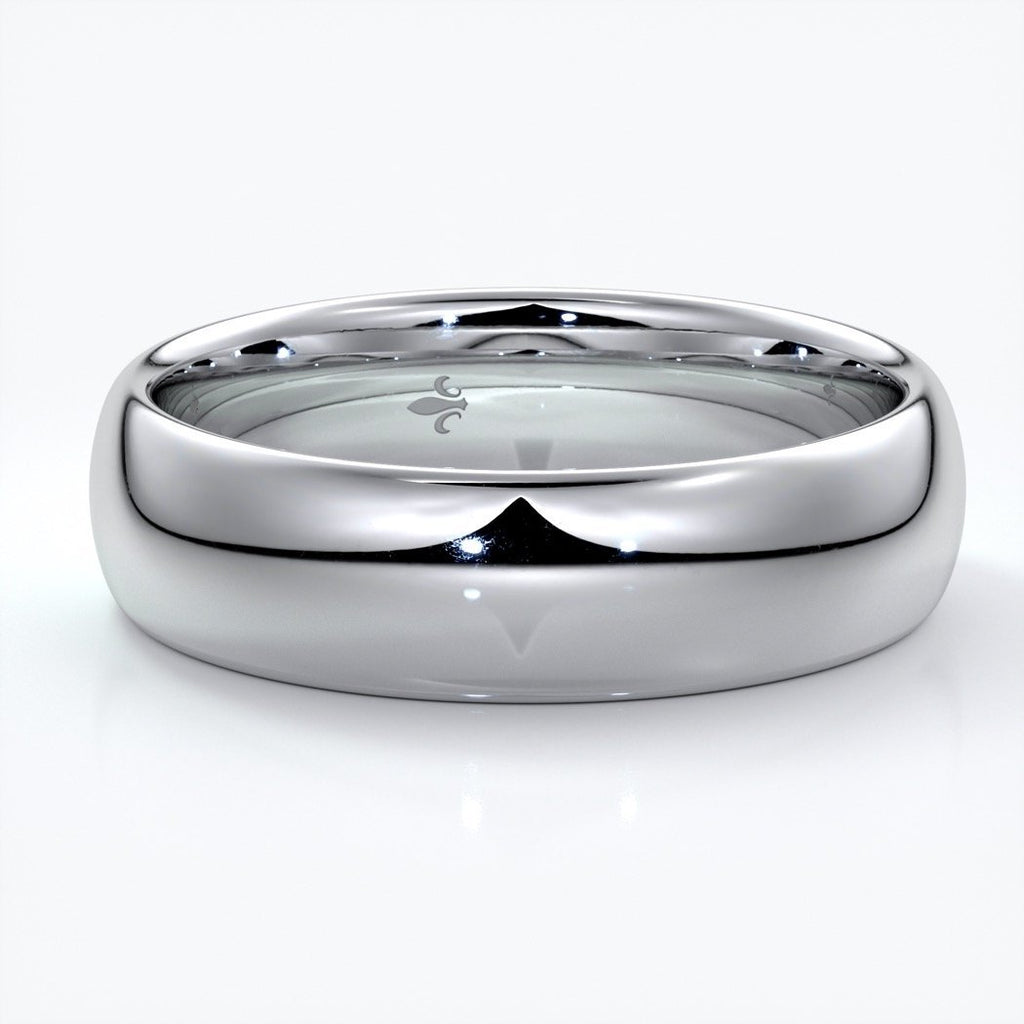 Jack Wedding ring 6mm comfort round mens band 18ct white gold