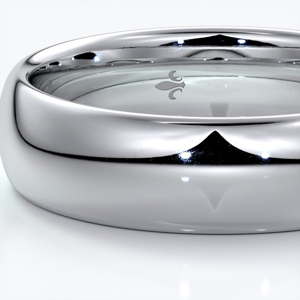 Jack Wedding ring 6mm comfort round mens band 18ct white gold