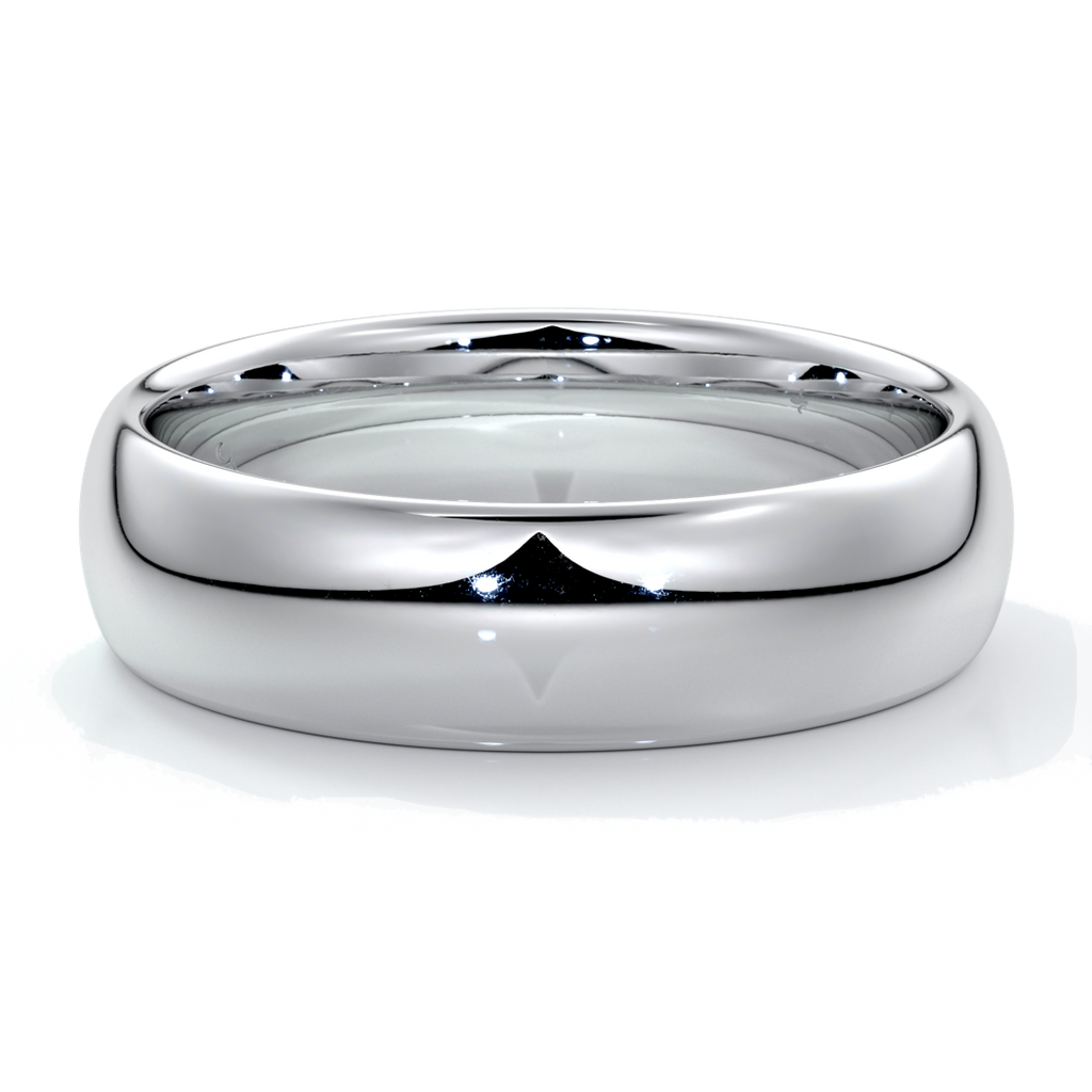 Jack Wedding ring 6mm comfort round mens band 18ct white gold