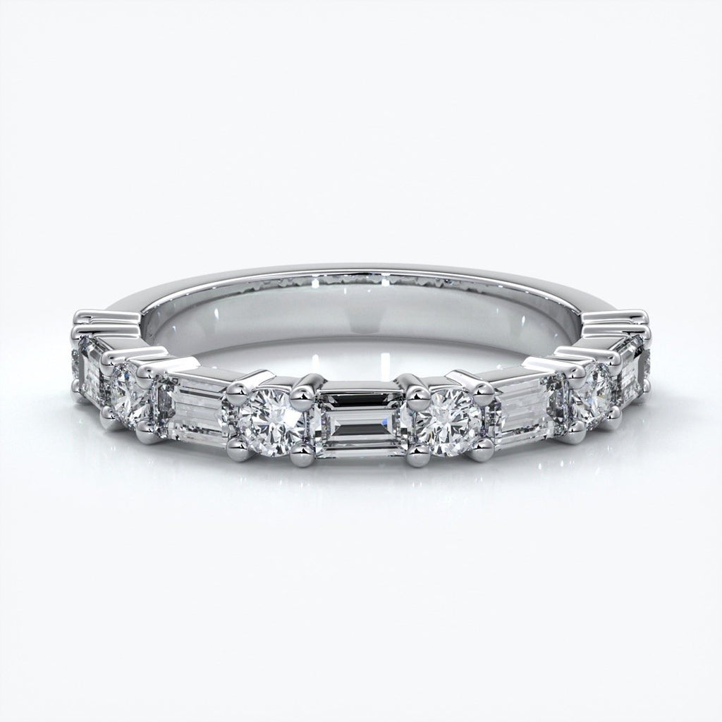 Jessica Wedding ring large round diamonds baguette 18ct white gold