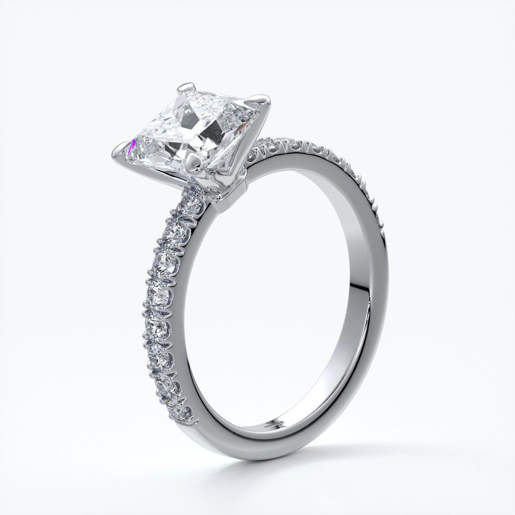 Julia Engagement Ring square cut radiant diamond band 18ct white gold