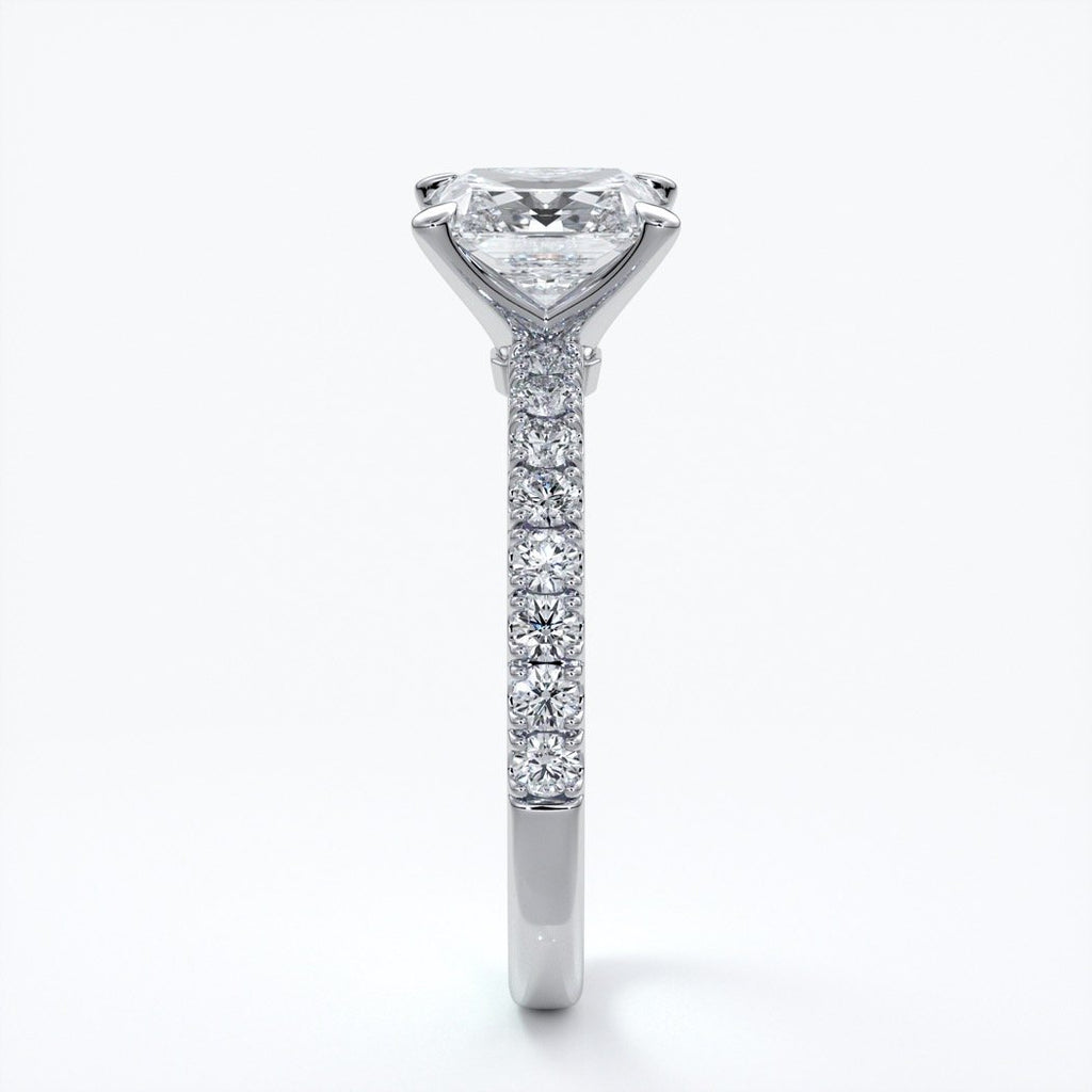 Julia Engagement Ring square cut radiant diamond band 18ct white gold