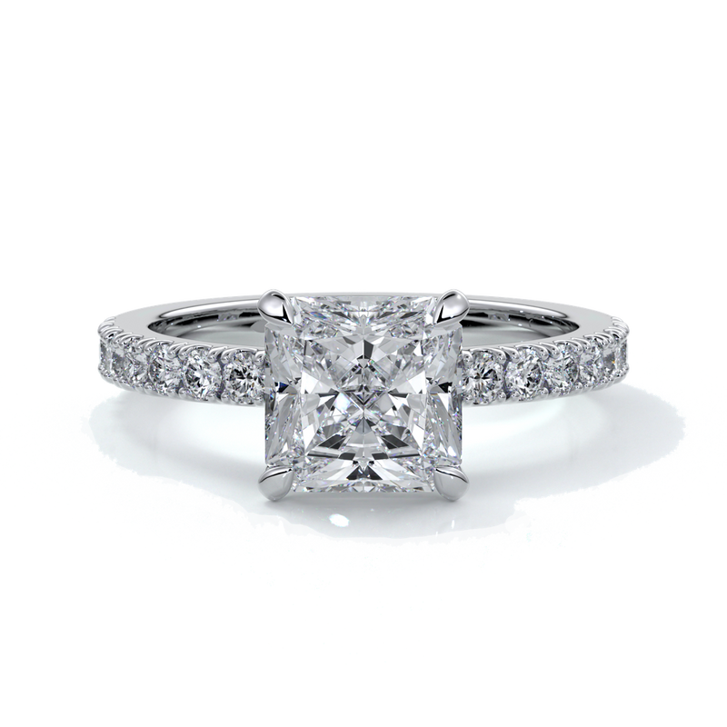 Julia Engagement Ring square cut radiant diamond band 18ct white gold