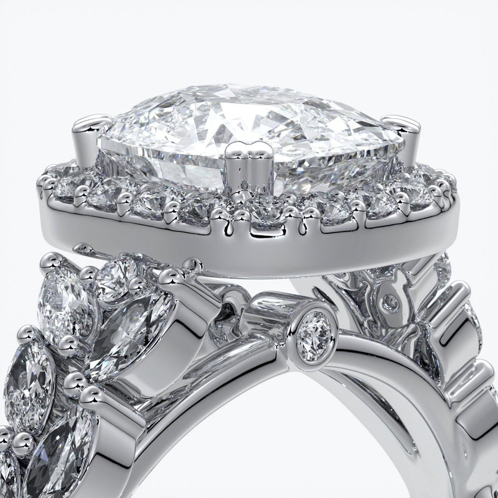 Lauren Wedding ring sapphire diamond cathedral diamond band 18ct white gold