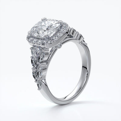 Lauren Wedding ring sapphire diamond cathedral diamond band 18ct white gold
