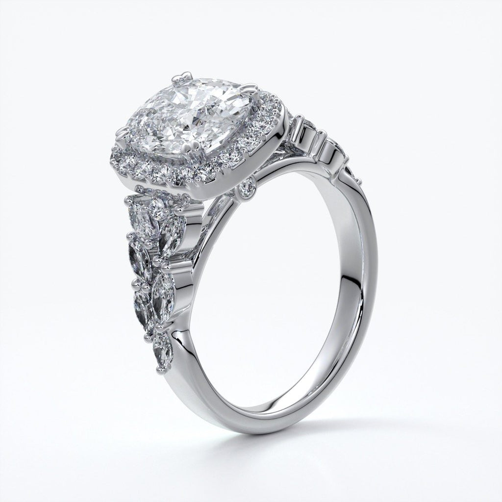 Lauren Wedding ring sapphire diamond cathedral diamond band 18ct white gold