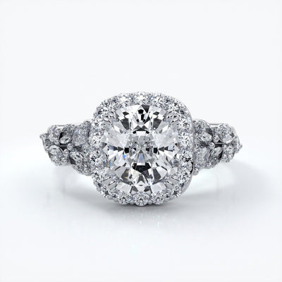 Lauren Wedding ring sapphire diamond cathedral diamond band 18ct white gold