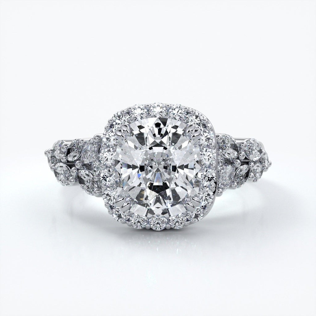 Lauren Wedding ring sapphire diamond cathedral diamond band 18ct white gold