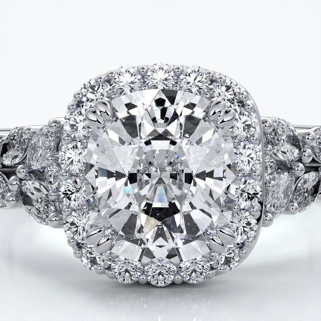 Lauren Wedding ring sapphire diamond cathedral diamond band 18ct white gold