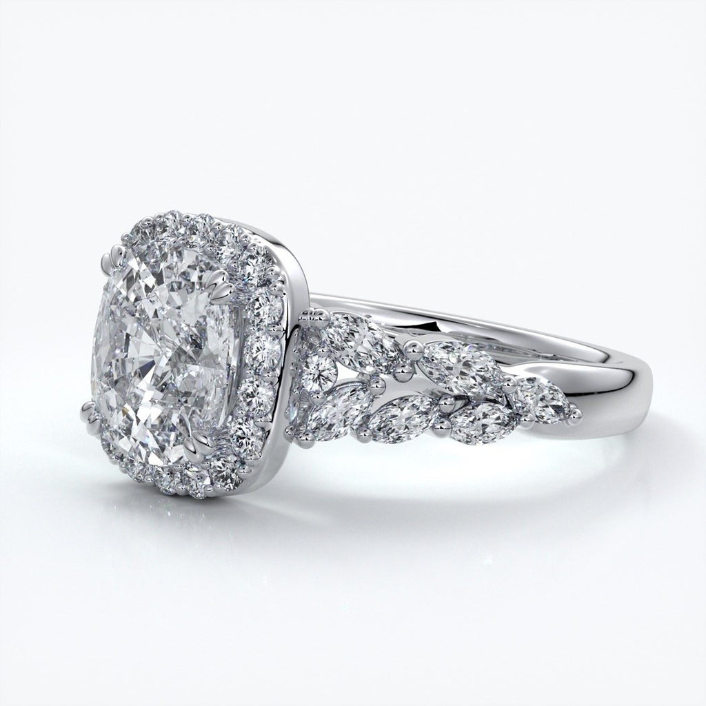 Lauren Wedding ring sapphire diamond cathedral diamond band 18ct white gold