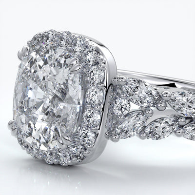 Lauren Wedding ring sapphire diamond cathedral diamond band 18ct white gold