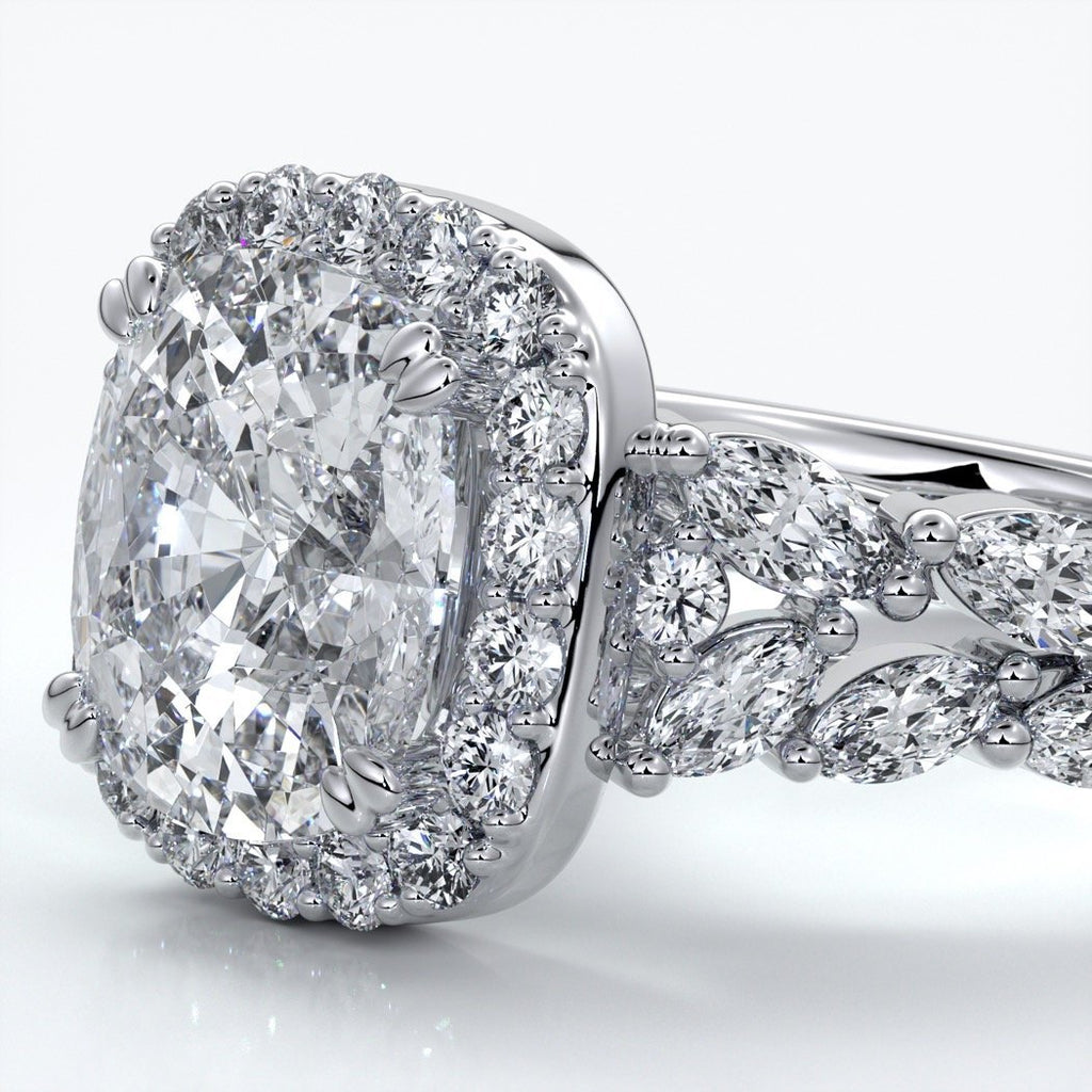 Lauren Wedding ring sapphire diamond cathedral diamond band 18ct white gold