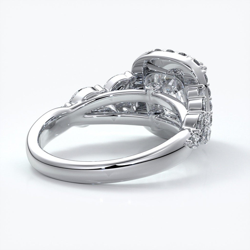 Lauren Wedding ring sapphire diamond cathedral diamond band 18ct white gold