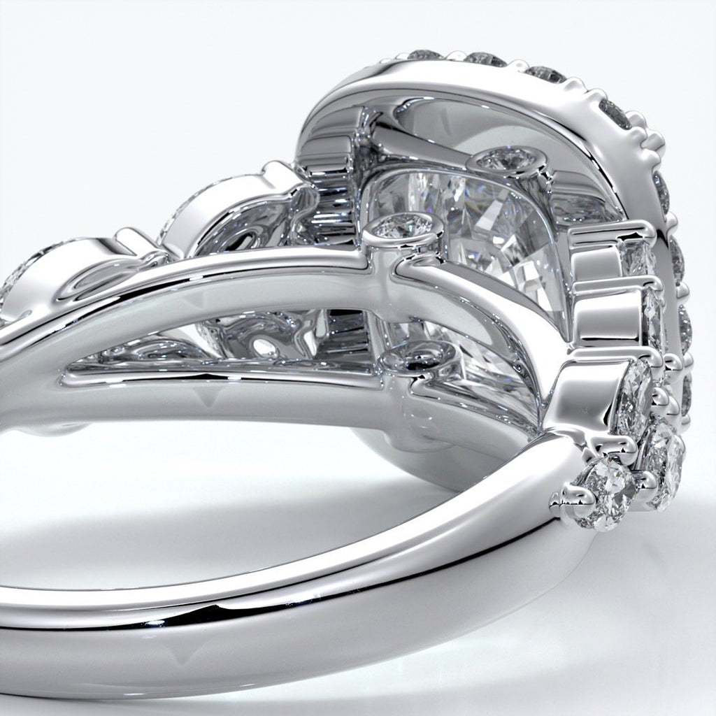 Lauren Wedding ring sapphire diamond cathedral diamond band 18ct white gold