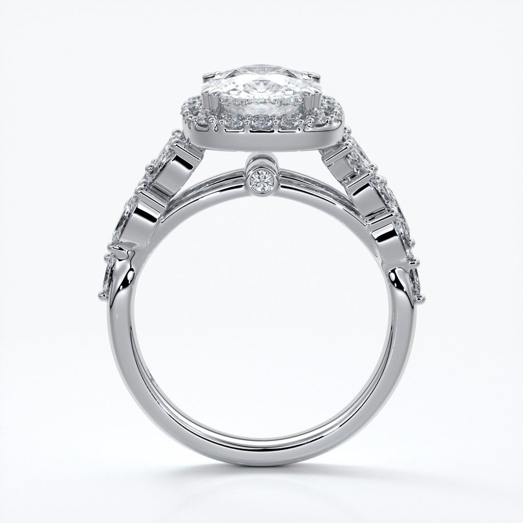 Lauren Wedding ring sapphire diamond cathedral diamond band 18ct white gold