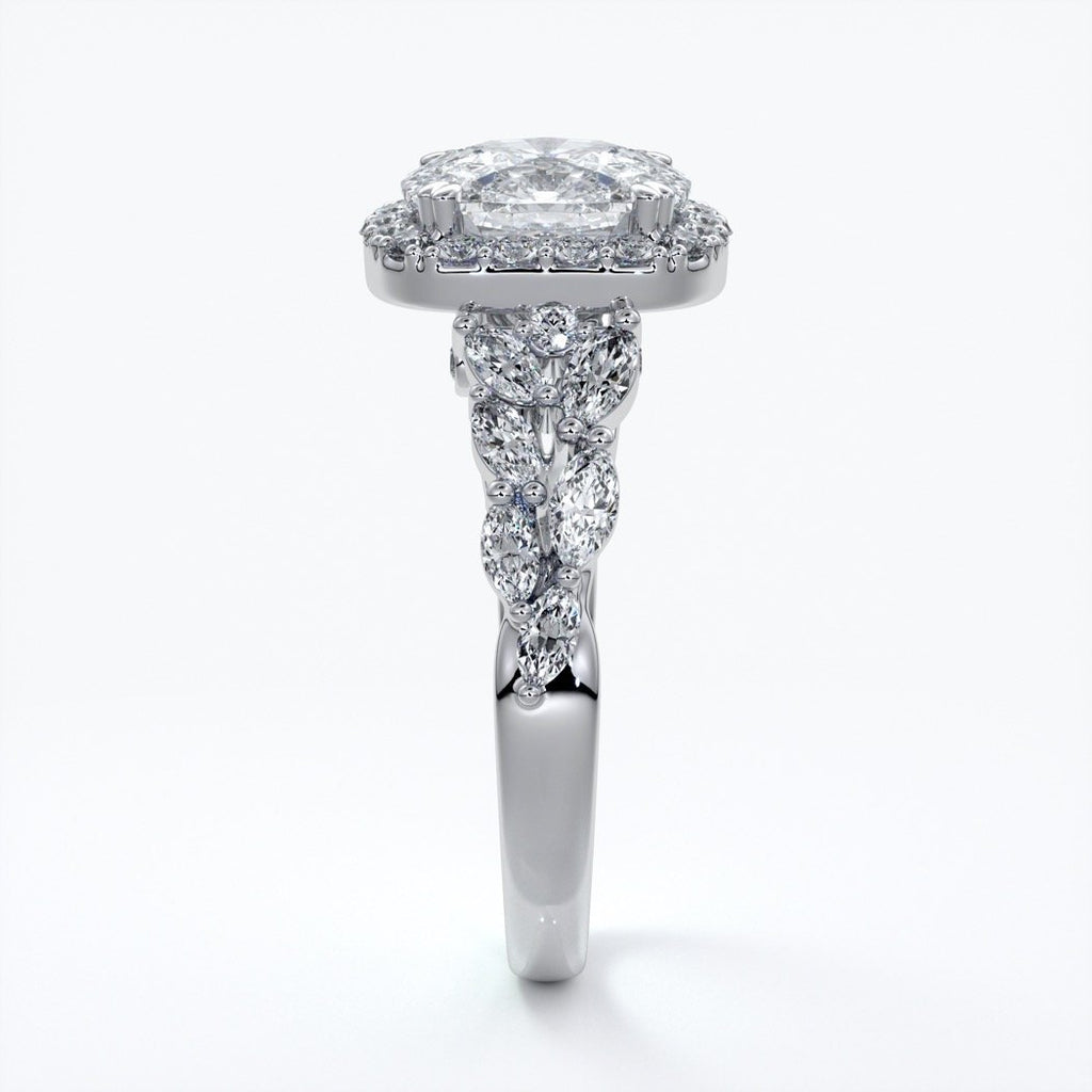 Lauren Wedding ring sapphire diamond cathedral diamond band 18ct white gold