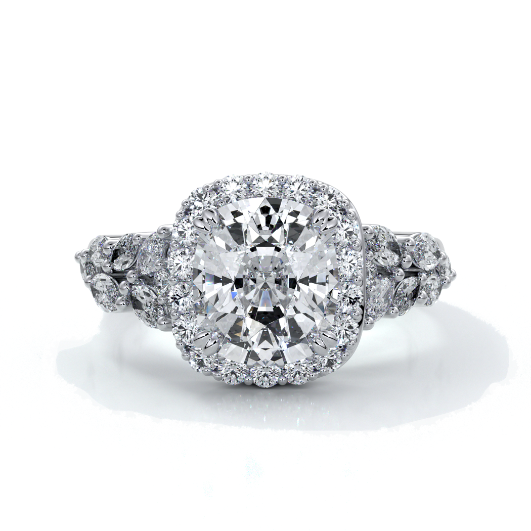 Lauren Wedding ring sapphire diamond cathedral diamond band 18ct white gold