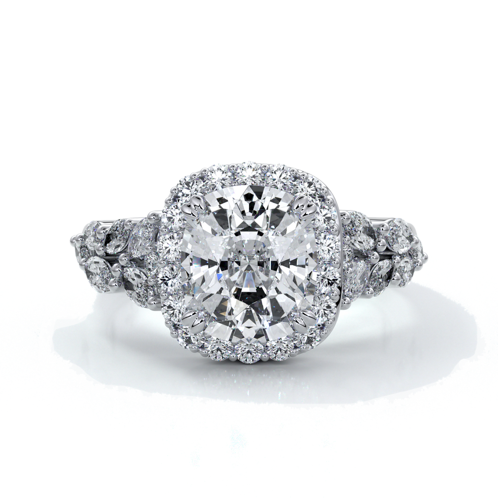Lauren Wedding ring sapphire diamond cathedral diamond band 18ct white gold