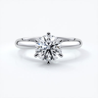 Lily Engagement ring round diamond 6 claws platinum
