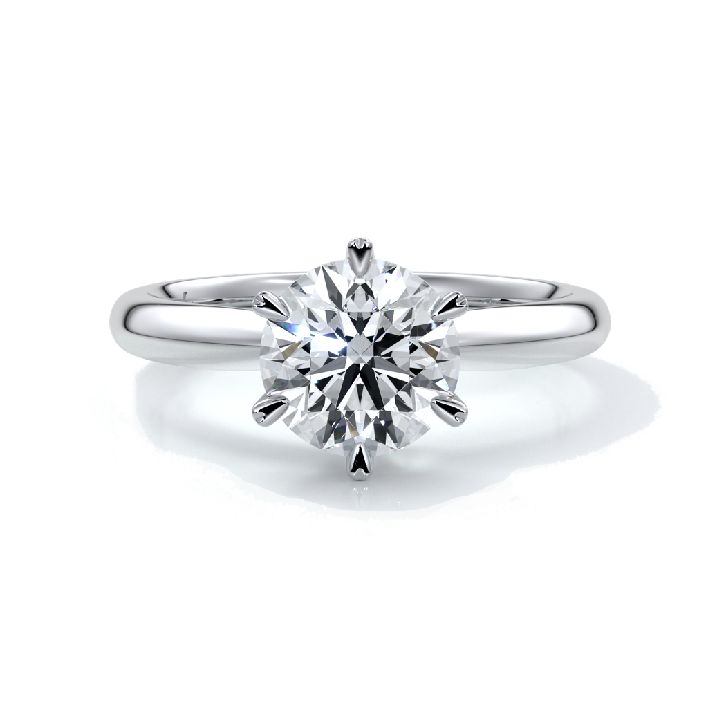 Lily Engagement ring round diamond 6 claws platinum