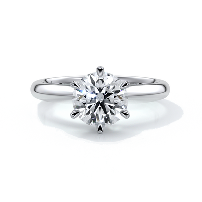 Lily Engagement ring round diamond 6 claws platinum