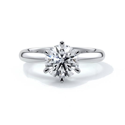 Lily Engagement ring round diamond 6 claws platinum