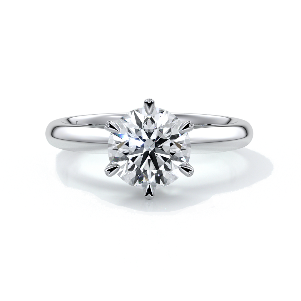 Lily Engagement ring round diamond 6 claws platinum