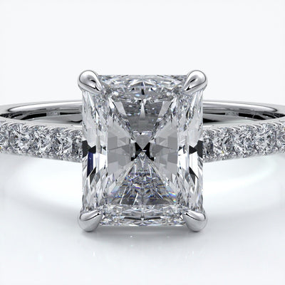 Lucinda Engagement Ring radiant diamond diamond band platinum