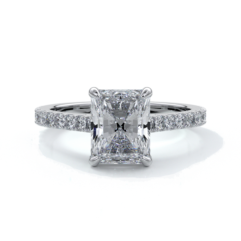 Lucinda Engagement Ring radiant diamond diamond band platinum