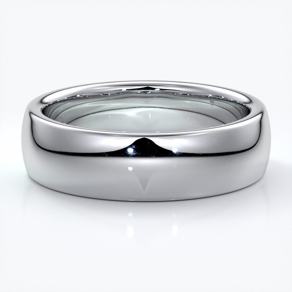 Luke Wedding ring 6mm medium round mens band 18ct white gold