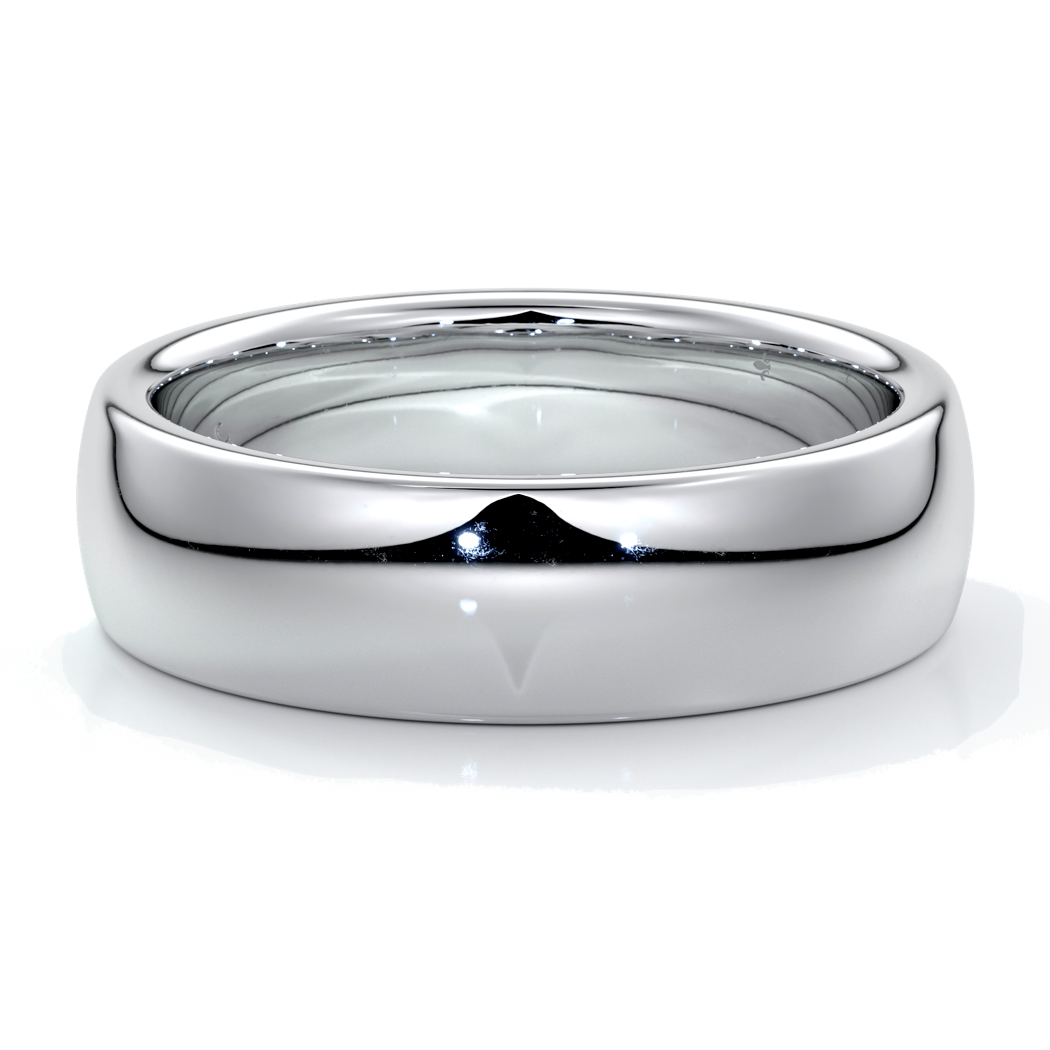 Luke Wedding ring 6mm medium round mens band 18ct white gold