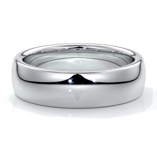 Luke Wedding ring 6mm medium round mens band 18ct white gold