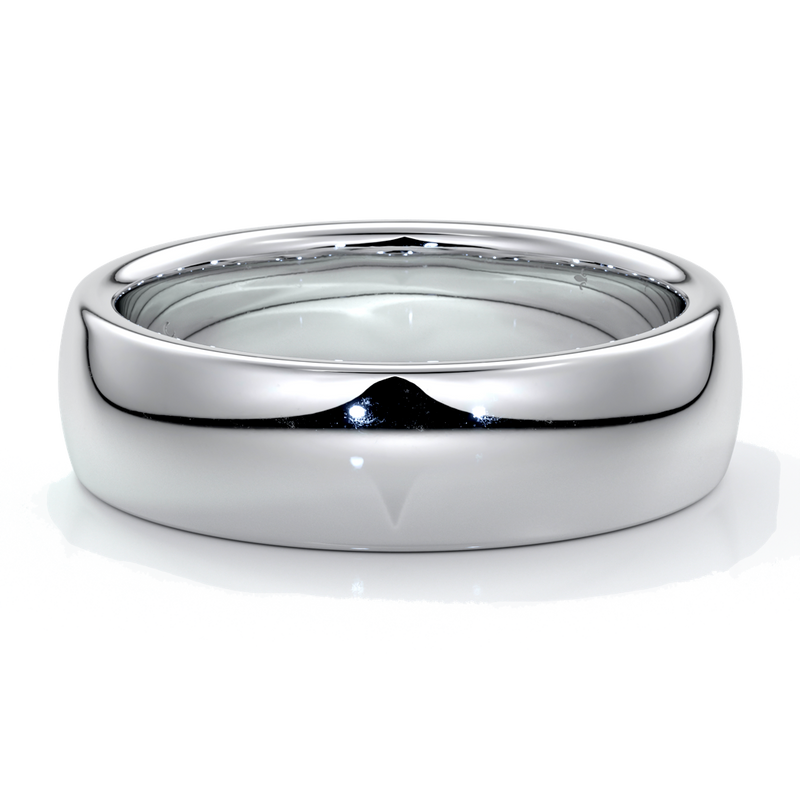 Luke Wedding ring 6mm medium round mens band 18ct white gold