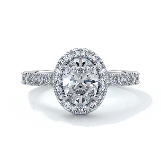 Maddison Engagement Ring oval diamond band halo 18ct white gold