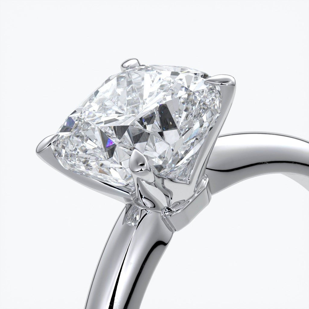 Martha Engagement Ring cushion cut diamond 4 claw platinum