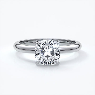 Martha Engagement Ring cushion cut diamond 4 claw platinum