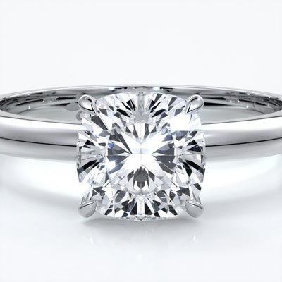 Martha Engagement Ring cushion cut diamond 4 claw platinum