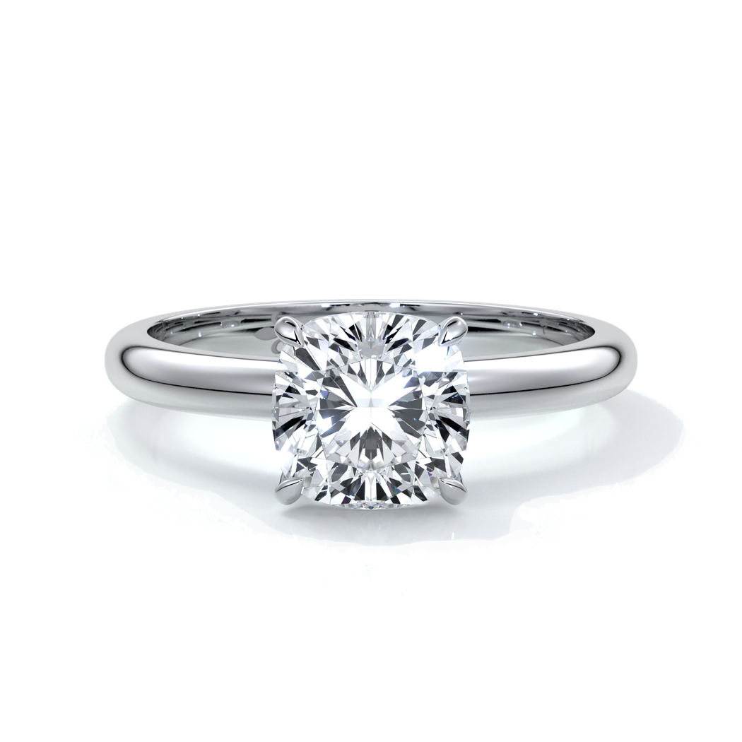 Martha Engagement Ring cushion cut diamond 4 claw platinum