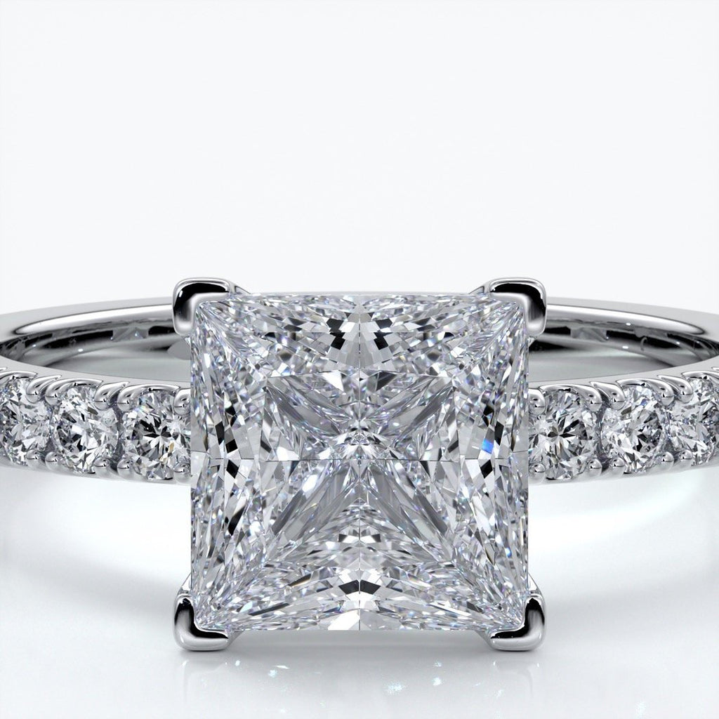 Mary Engagement Ring princess diamond band solitaire plat