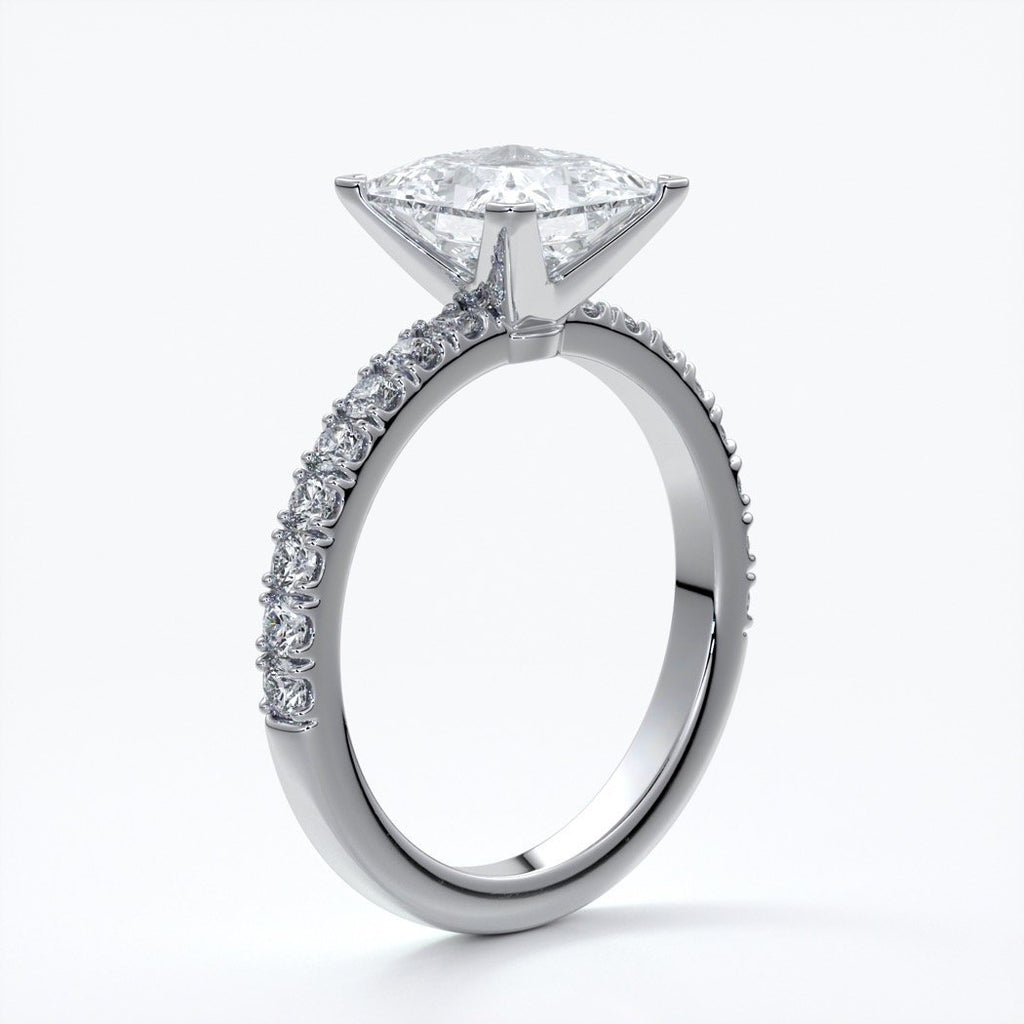 Mary Engagement Ring princess diamond band solitaire plat