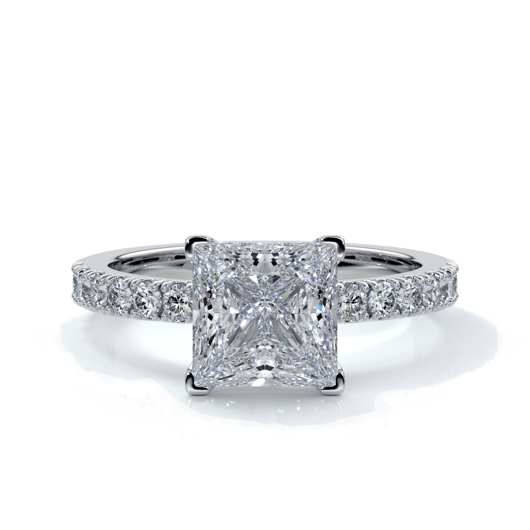 Mary Engagement Ring princess diamond band solitaire plat