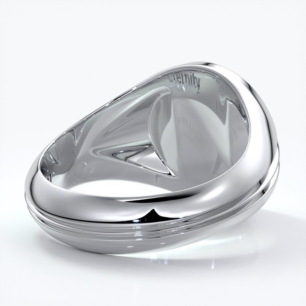 Mason Wedding ring round retro letter signet 18ct white gold